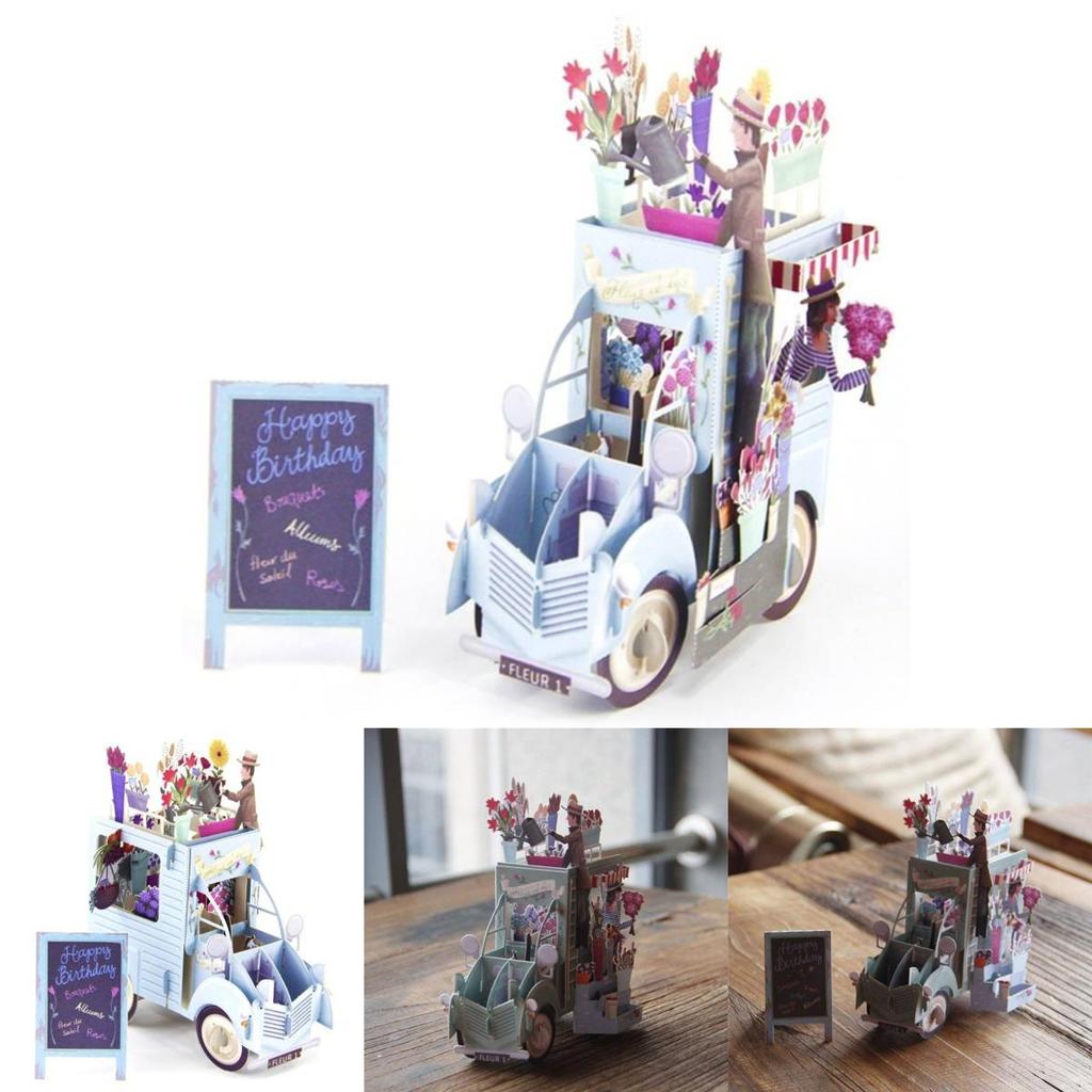 Unique Paper Craft Birthday Car Card With Printing And Folding For Party Decor