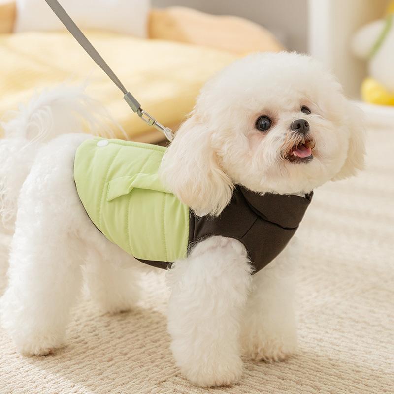 Autumn and Winter Simple Wind Dog Thickened Warm Medium and Small Dog Jacket Vest Cat Cotton Coat Pet Dog Clothes