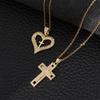 Fashionable And Versatile Love Cross Pendant Necklace Minimalist Design Delicate Collarbone Chain
