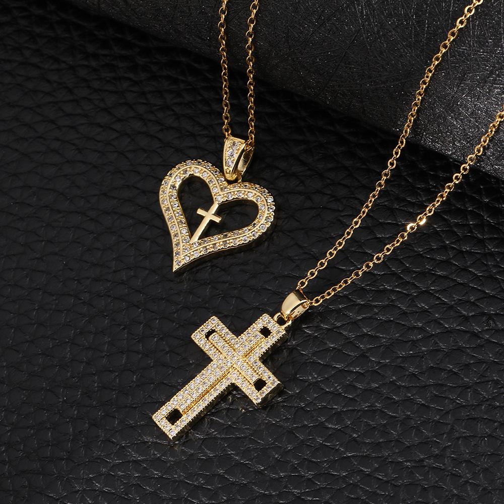 Fashionable And Versatile Love Cross Pendant Necklace Minimalist Design Delicate Collarbone Chain
