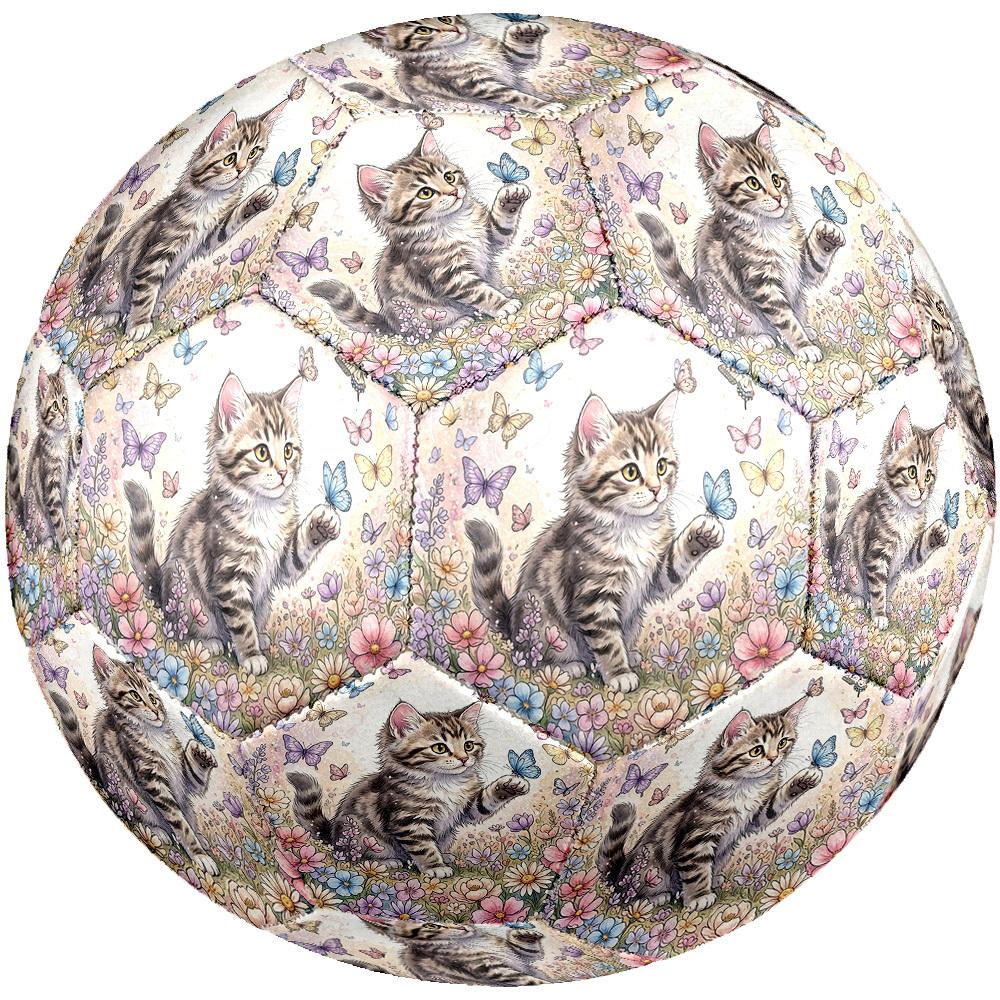 1pc Kitten Flowers Theme Soccer Ball Football, Size 5, Lightweight PVC, Durable Outdoor Training Soccer Ball, Gift m61477