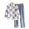 Ladies' Plush And Thick Flannel Home Clothes, Sweet And Warm, Loose And Oversized Cardigan, Long Sleeved And Long Pants Set