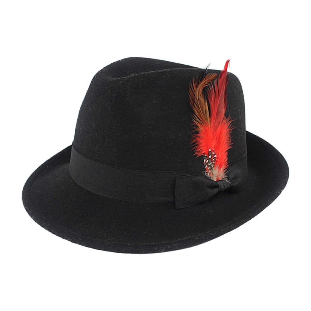 Fedora Top Hat Black Short Brim Dress Up Cowboy Hat Surprise Gift for Boyfriend Father Uncle Casual Cap Black
