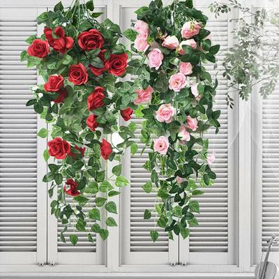 Wohnkultur Künstliche Blume Hängende Blumen Rose Simulation Rebe Hochzeit Garten Künstliche Blume Rattan Pflanze Rebe Wand Hängende Rosen