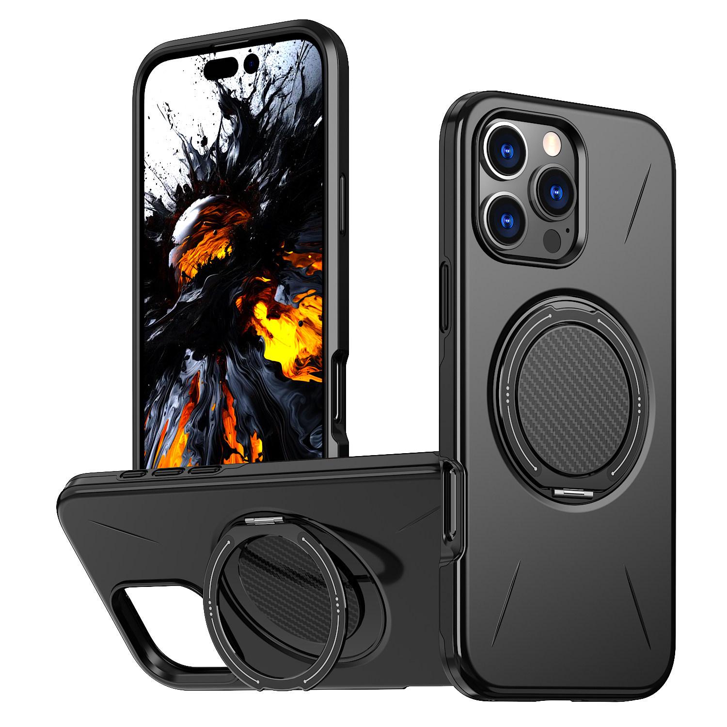 iPhone 17 Pro Max Magnetic Rotating Stand Anti-Drop Case 17 Pro Max чёрный