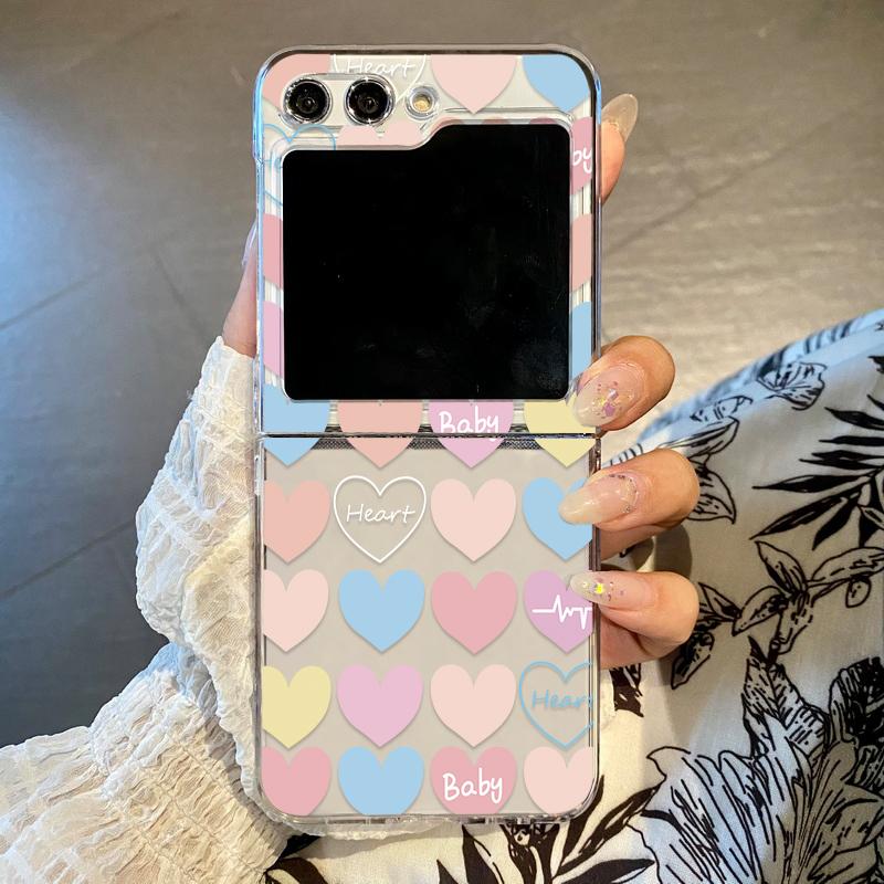Cute Colorful Love Butterfly Phone Case for Samsung Galaxy Z Flip 6 ZFlip 5 Hard Folding Cover for Samsung ZFlip 4 3 7 Shell