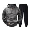 Herren Fleece-gefüttertes Kapuzenpullover Jogginghosen Set Streetwear Lässiges Outfit Winter
