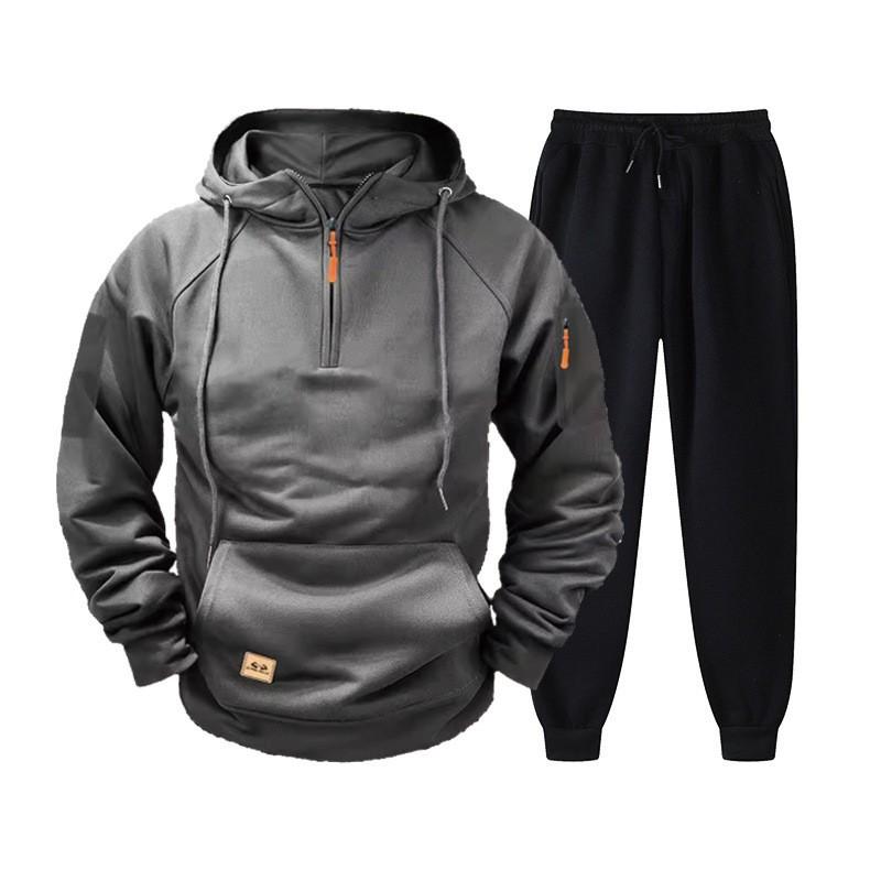 Herren Fleece-gefüttertes Kapuzenpullover Jogginghosen Set Streetwear Lässiges Outfit Winter