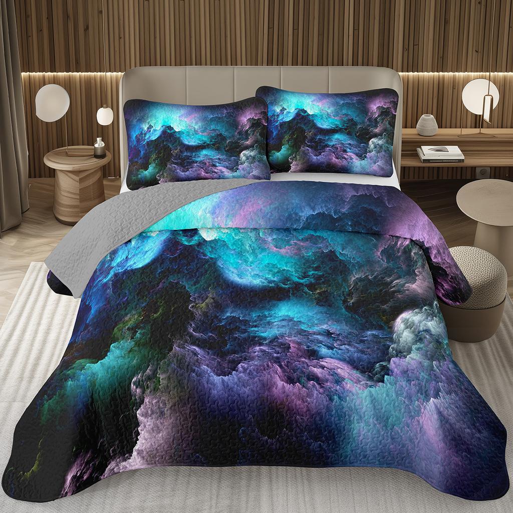 Geometric Quilted Bedspread Full King 3D Stereoscopic Square Bedding Set Modern Fashion Geometry Coverlet Set for Girls Teens