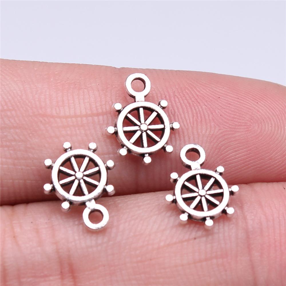 20pcs Life-Ring Ships Wheel Helm Rudder Sailboat Charms Tibetan Bronze Silver Color Pendants Antique DIY Handmade Craft