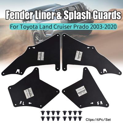 Kotflügelauskleidungen, Spritzschutz für Toyota Land Cruiser Prado J120 J150 120 150 2003–2020, Schürzendichtung, Rock, Schmutzfänger, Schutzbleche, Schmutzfänger, Kotflügel mit Clips