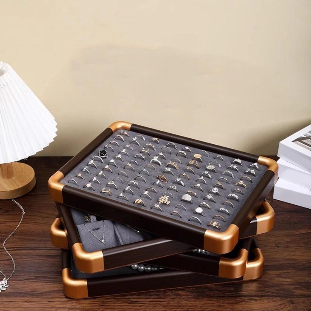 Large Capacity Wooden Jewelry Tray Velvet Jewelry Display Holder Jewelry Organizer  Jewelry Storage