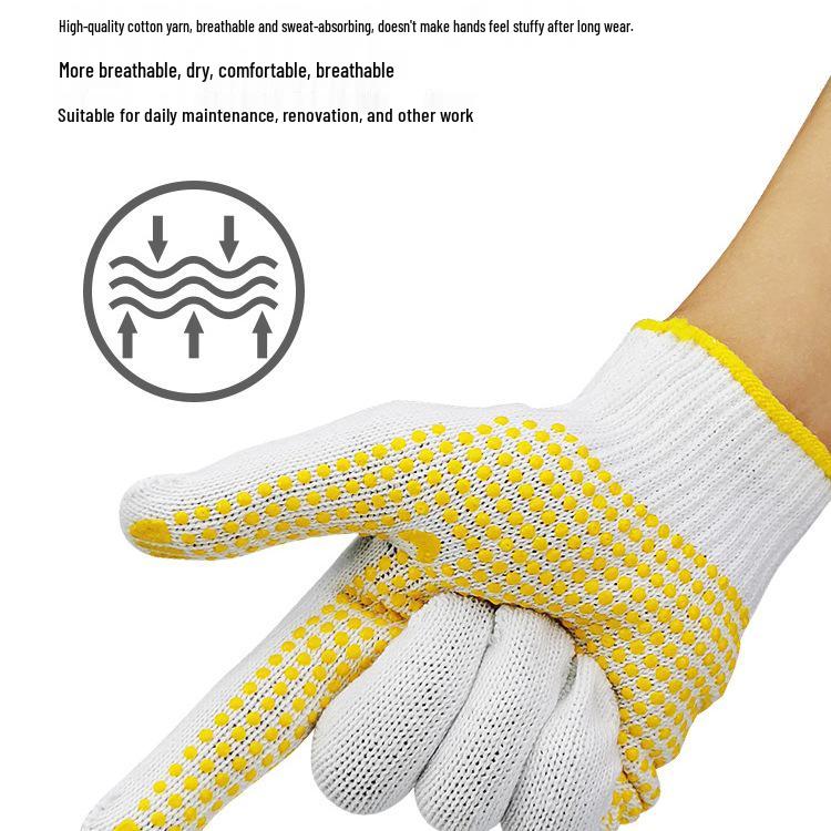 Non-Slip Breathable Dotted Cotton Work Gloves for Men and Women - Wear-Resistant and Ideal for Construction Sites
