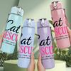 1PC Cat Rescuer Pink Text Paw 750ml Color Plastic Sports Water Bottle Leakproof Flip Straw Lid Suitable for Sports Office Home Use