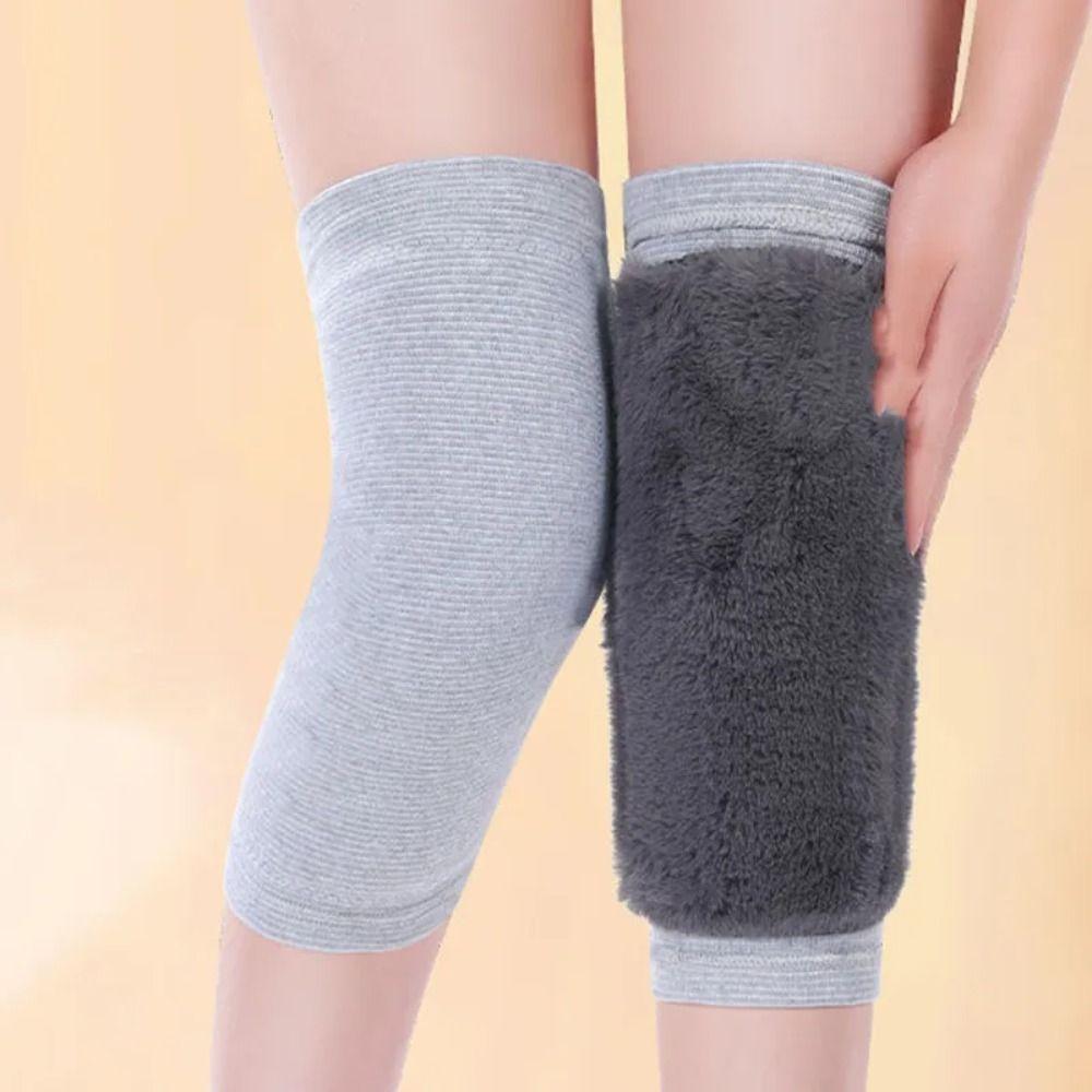 1 Pair Old People Plush Knee Warmer Wind Protection Faux Rabbit Hair Leg Warmer  Outdoor