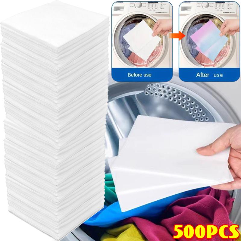 500/50PCS Dyeing Laundry Sheets Home Washing Machine Color Absorption Sheet Clothing Not Dyeing Color Catchers Laundry Tablets