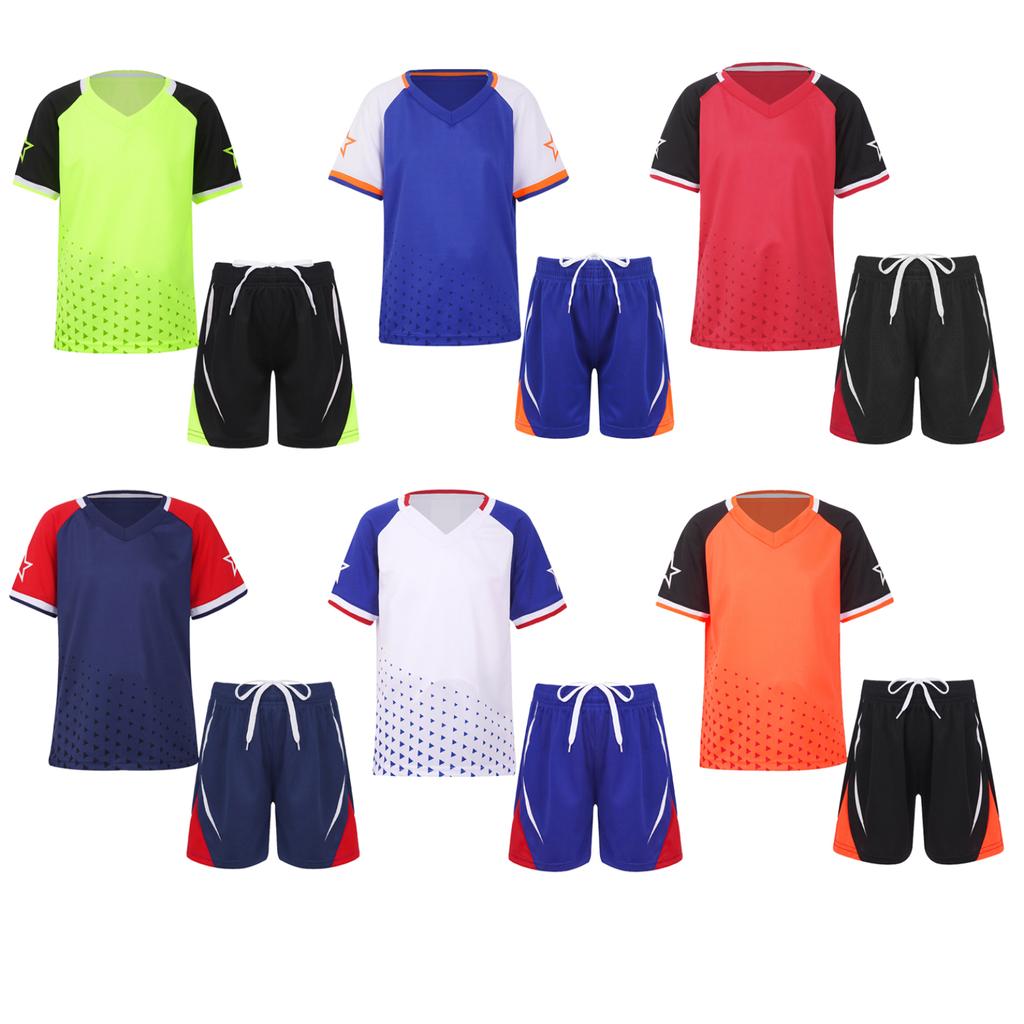 Set de îmbrăcăminte sport pentru copii Tricou cu mânecă scurtă și pantaloni scurți pentru băieți Costum sport Trening Vară Fotbal Baschet Fitness Îmbrăcăminte sportivă