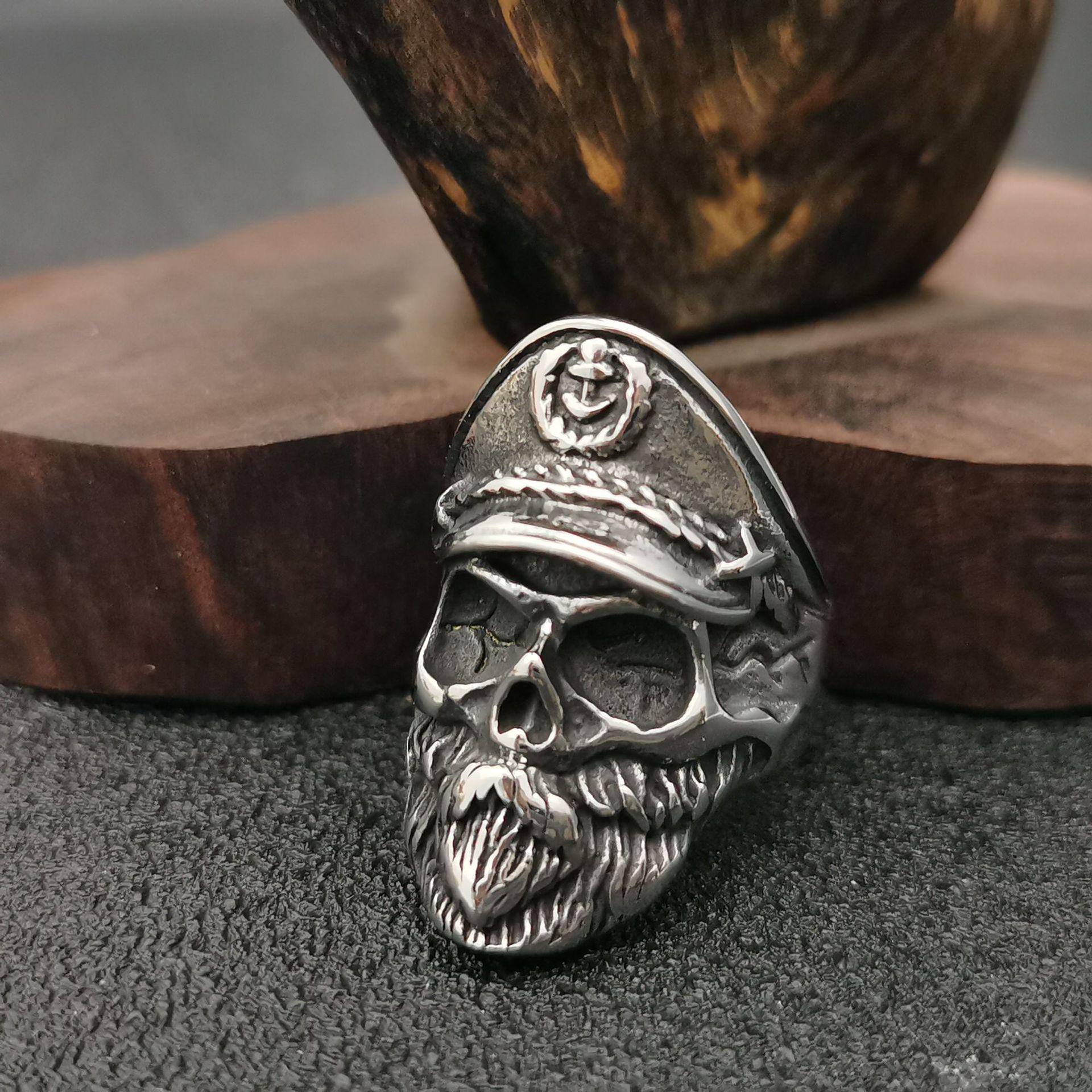 European American Punk Legion Skull Captain Men s Ring Size 13