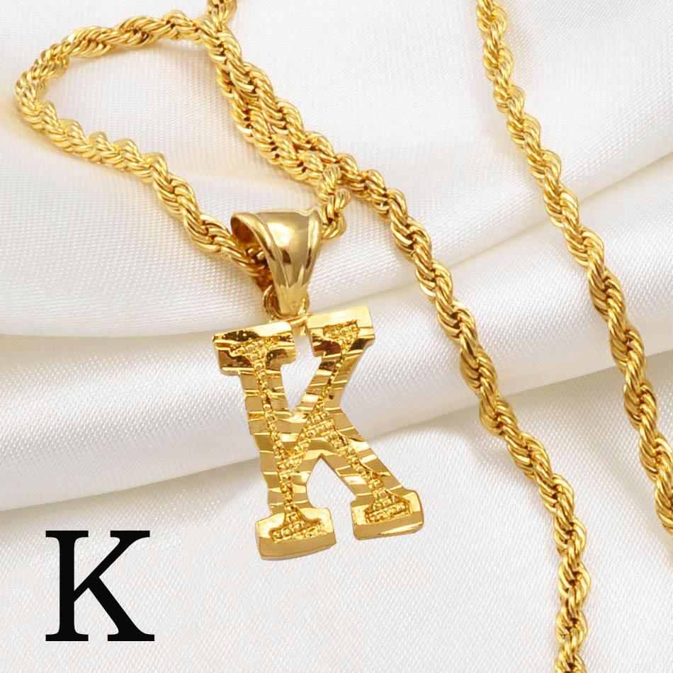 Anniyo AZ Letters Kettingen Dames Heren Verguld Initial Hanger Touwketting Engelse Letter Sieraden Alfabet Afrikaans #058002B