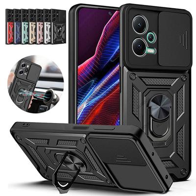 Pre puzdro Poco X5 Pro 5G Luxusný posuvný fotoaparát Shockproof Armor Case Pre Xiaomi Poko Little X5 X 5 Pro X5pro Steel Holder Ring Protect Hard PC Zadný kryt