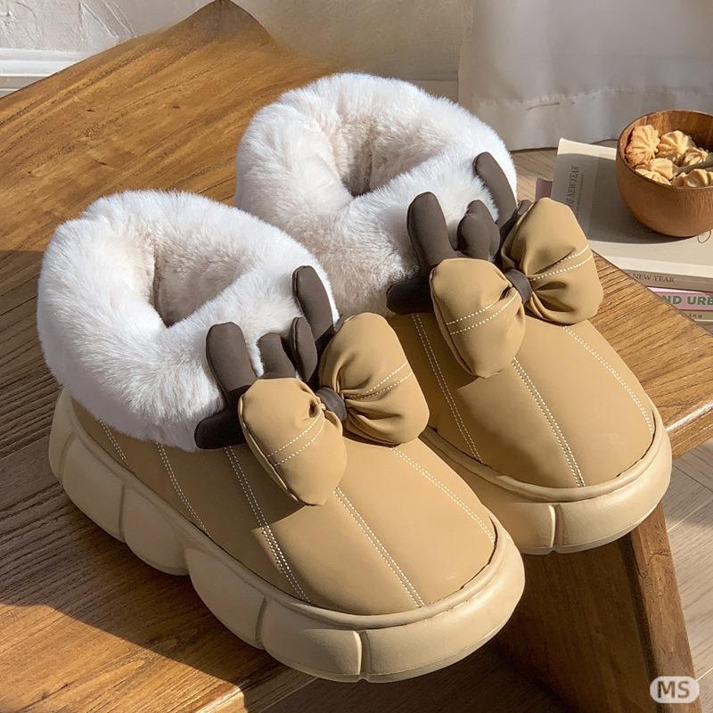 Women's Home Bootie Furry Slippers Warm Cozy Snow Boots with Fuzzy Plush Lined for Women Winter Non Slip House Shoes for Indoor Outdoor Short Boots