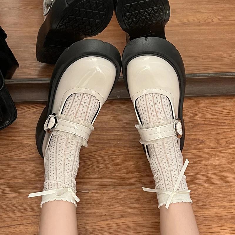 Fashion 2025 New Mary Janes Women's High Heels Round Toe Med Heel Classics Daily & Dress Pumps Women Lace Buckle Strap Shallow Shoes