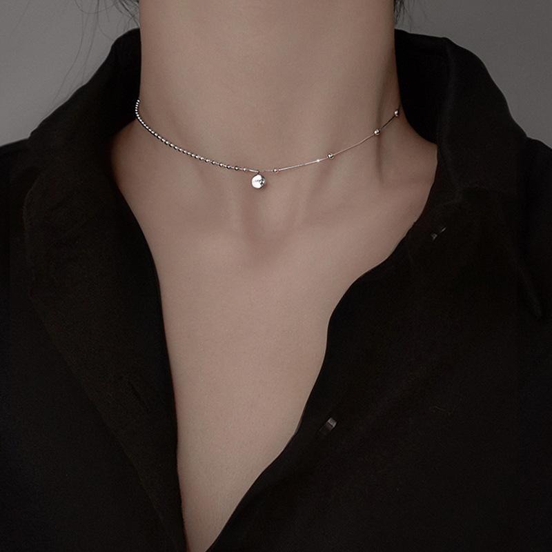 Sterling Silver Lucky Pendant Choker Necklaces For Women Aesthetic Elegant Jewelry Charms Accessories Money Jewellery серебряный