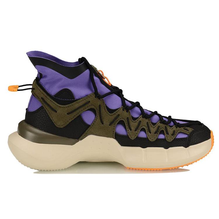 New LiNing Essence 2.3 Cushioning Anti Slip And Wear Resistant High Top Vintage Basketball Shoes Women's Purple Black AGBP072-4