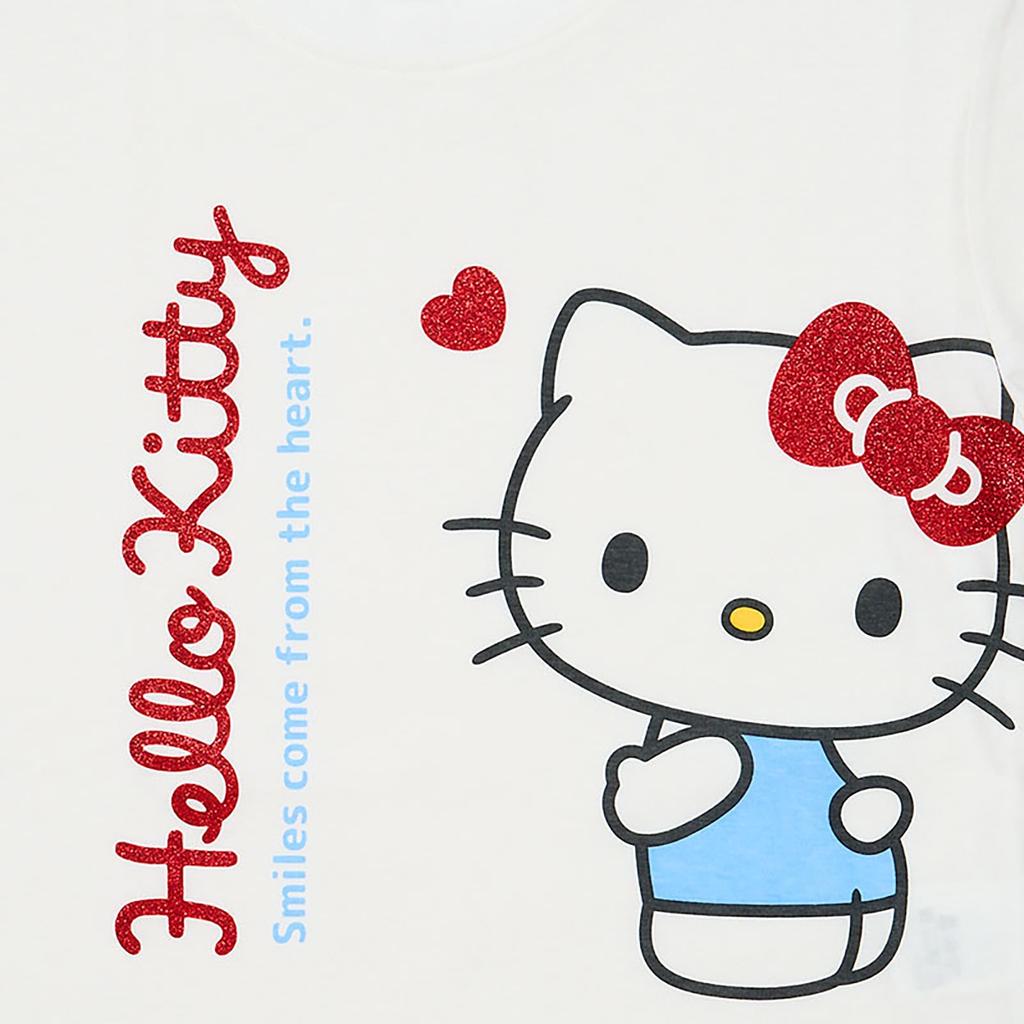 Sanrio Kids Hello 826839 Short-Sleeve T-Shirt, Kitty, White, 110cm,