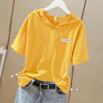 Fashion Versatile Hooded Short-sleeved T-shirt Women's Korean Version Casual Pullover Summer New Loose Versatile T-shirt