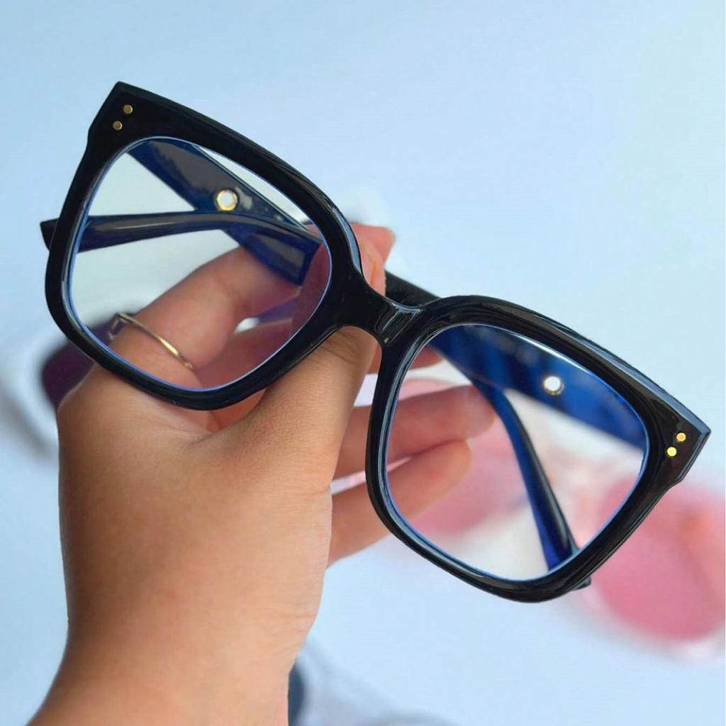 Fashion Square Clear Glasses Women Anti Blue Light Computer Eyewear Optical Spectacles Men Rivet Frame