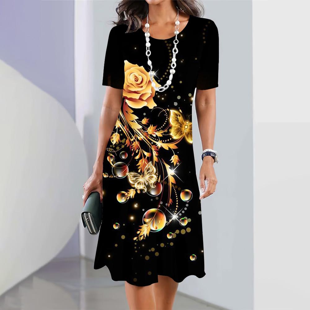 2025 New Summer Women's Outdoor Casual Fashion Short-sleeved Bohemian Hawaiian Style Floral Print Women's Clothing