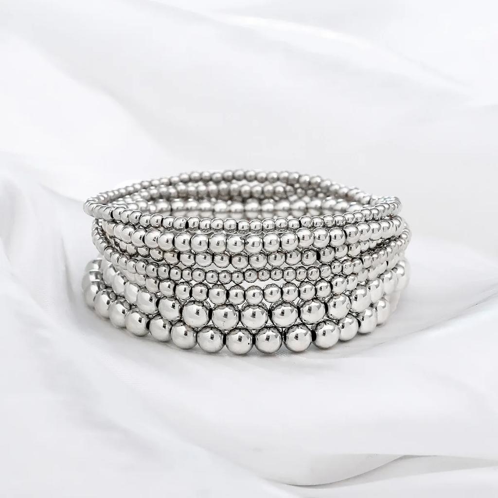 Boho Handmade Beaded Bracelet Set For Women Men Beach Styles CCB Elastic Beads Chain Bangle Couple Fashion Jewelry