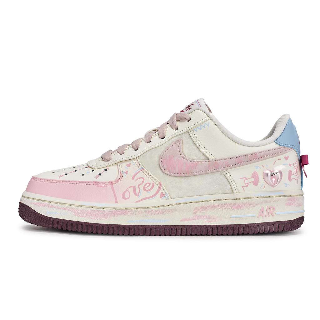 Nike Air Force 1 811 Herstellung, Pink Love Song, Spezielle Schuhbox Niedrige Skateboard-Schuhe Damen Weiß Pink Blau IQ4937-161(Team80-S-BOX)