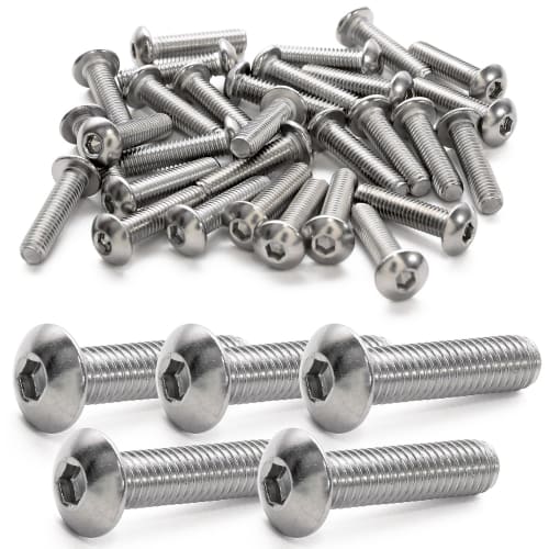 Pstyle. Hex Socket Button Head Bolts, M5, 304 Stainless Steel, Pack of 30, PST-154 (M5x20mm)