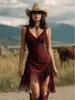 Women's Sexy Deep V Tassel Slimming Dress