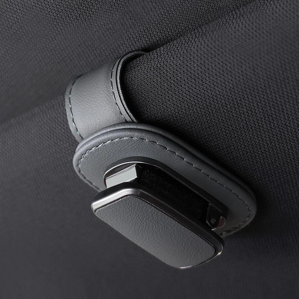 Universal Car Sun Visor Sunglasses Clip Card Ticket Holder Super Fiber Leather Eyeglass Storage Holder Auto Interior Accessories