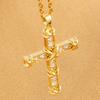 Cubic Zirconia Diamond Minimalist Cross Pendant for Women's Fashionable Stainless Steel Golden Sexy Jewelry Gift Party Necklace