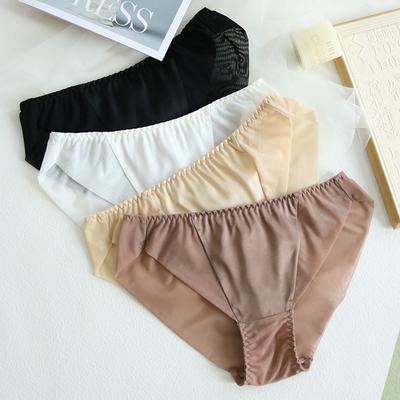 1 Pc Low Waist Sexy Lace Triangle Briefs Silky Smooth and High Elasticity Silk Home Underwear Briefs