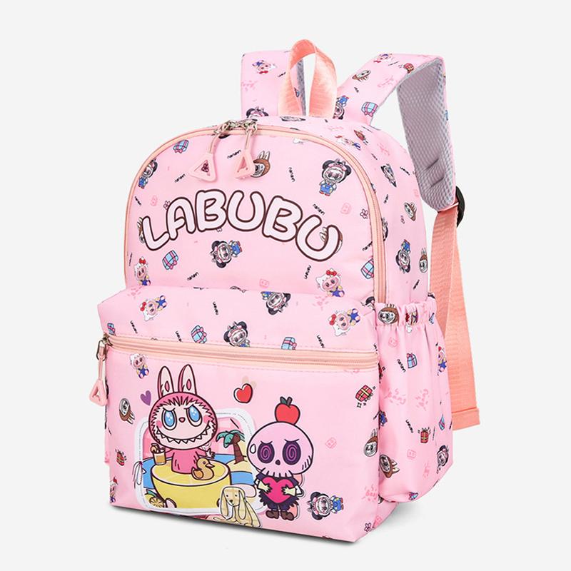 Neuer 4-teiliger Kinder-Cartoon-Rucksack LABUBU-Druck Schultasche Großes Fassungsvermögen Leichter Wasserdichter und Verschleißfester Rucksack