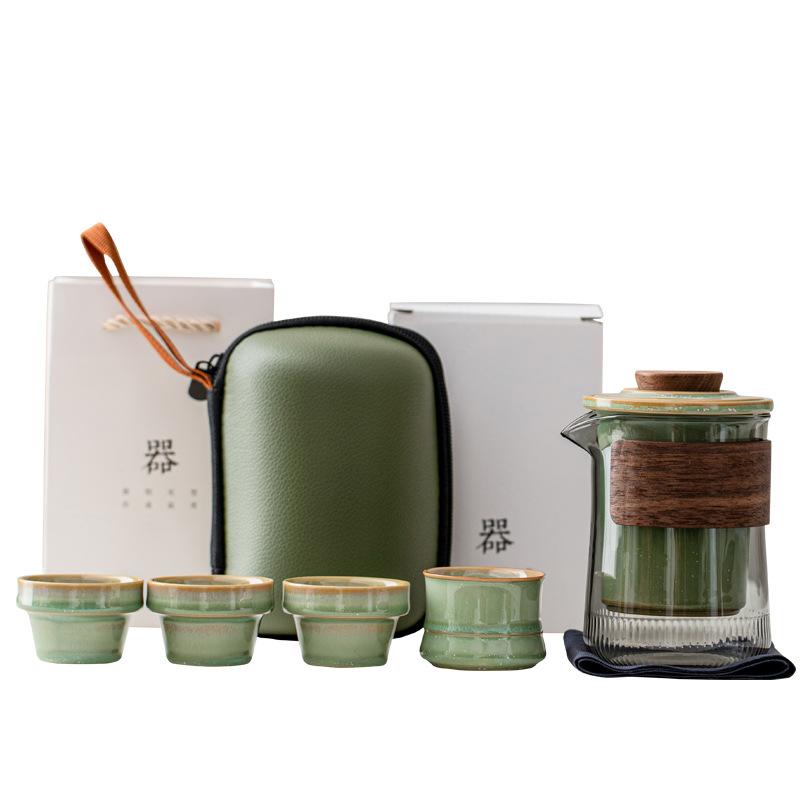 Creative Ceramic Bamboo Teacup Imitation Green Bamboo Kung Fu Tea Set Tea Cup Master Cup Household Green Landscape Bamboo Cup