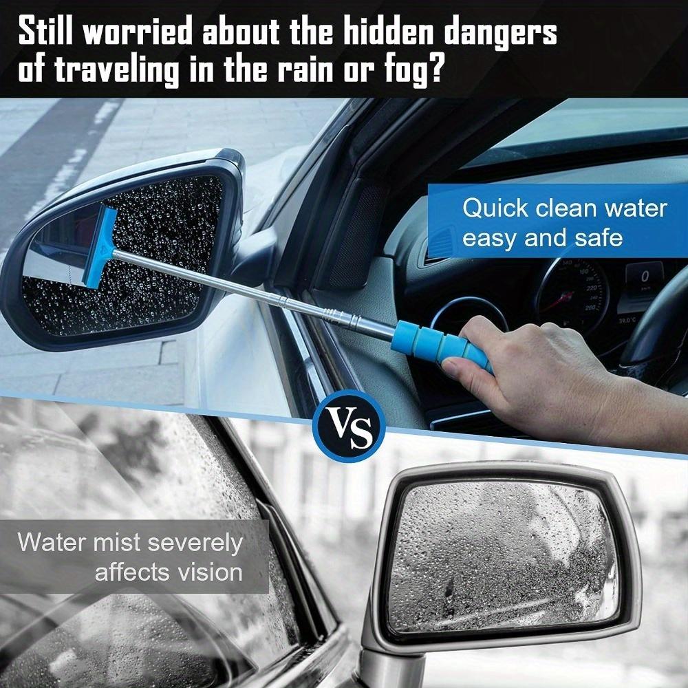 Car Rearview Mirror Wiper Telescopic Car Rearview Mirror Wiper Cleaner 97cm(38.18inch) Long Handle Car Cleaning Tool Mirror Glass Oil Mist Cleaner.