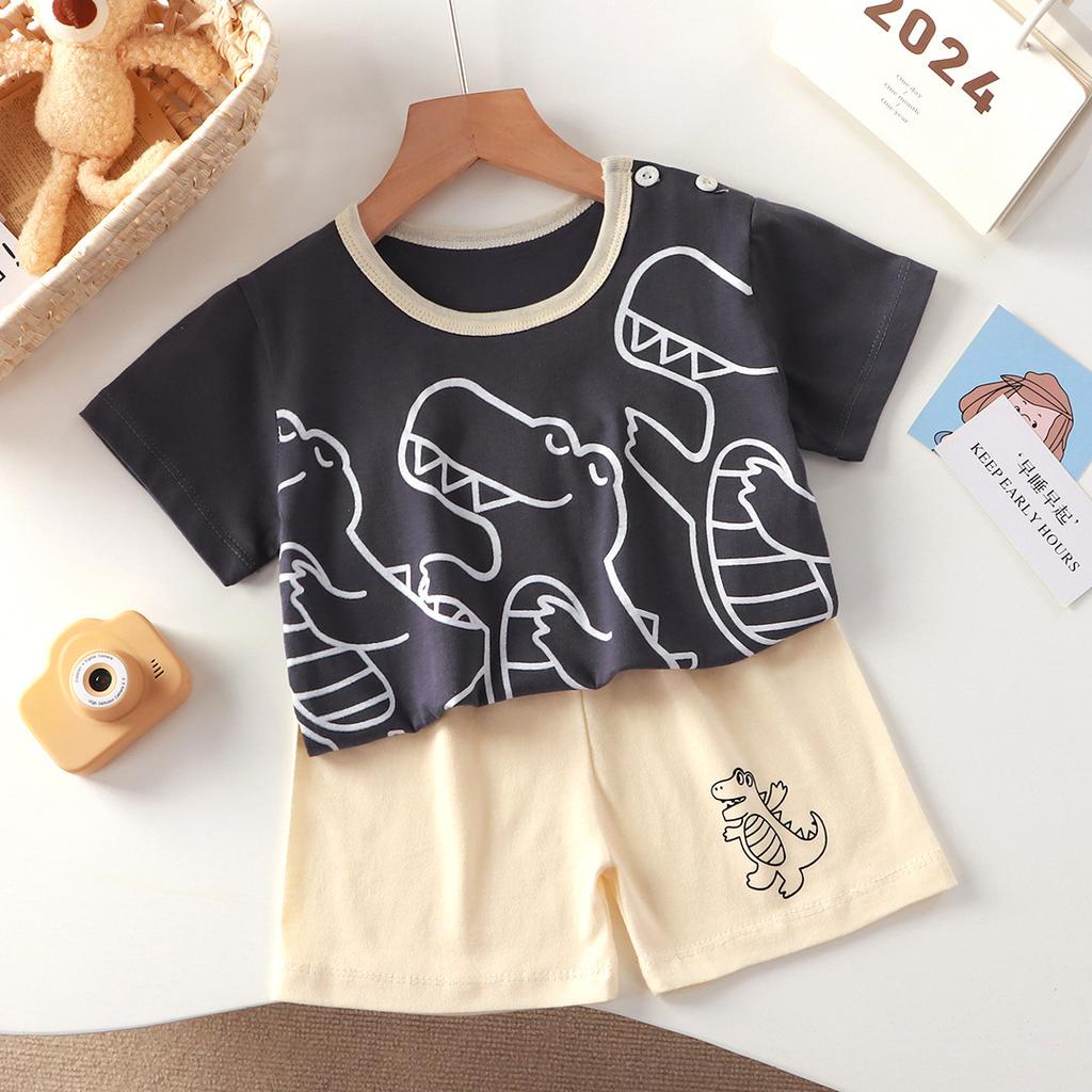 Kids Cotton Cartoon T-Shirt and Shorts Set Baby Boy Girl  Casual Outfit Children Clothes Set