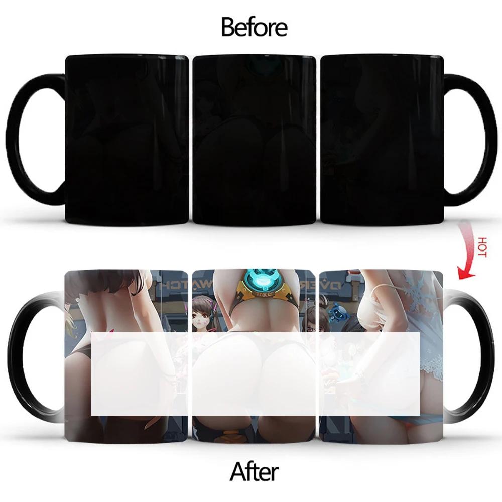 Newest Design 3 Big Ass Girls Magic Mug BSKT-149 Heat Color Changing Tea Cup Coffee Mugs Gift Ceramic Drinkware
