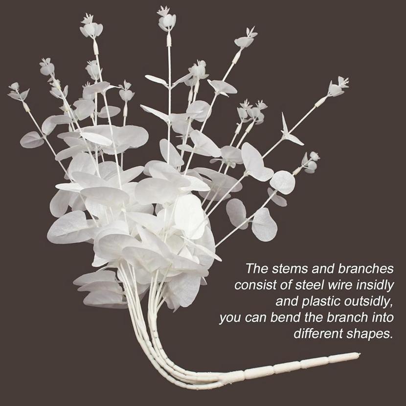 Artificial Plants White Eucalyptus Leaf Christmas Home Vase Indoor Garden Bonsai UV Protection Wedding Wreath Diy Gift Box Decor