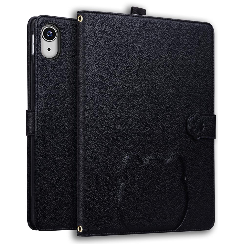 

For iPad mini (2024)/(2021) Case 3D Effect Cat Pattern Leather Stand Table Cover with Wallet,Stylus Holder Black