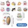 500PCS Creative Cartoon Cat Small Pattern Graffiti Decoration Roll Stickers Laptop Envelope Sealing Stickers Waterproof Stickers