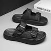 Fashion Brand Hot Sale Men's Open-toed Slippers Handmade Thick Soled Slippers Comfort Indoor Outdoor Anti-slip Wearable Casual Slippers