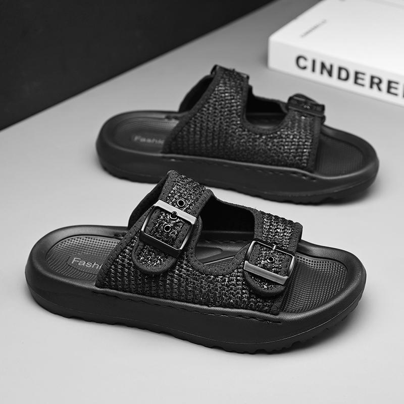 Fashion Brand Hot Sale Men's Open-toed Slippers Handmade Thick Soled Slippers Comfort Indoor Outdoor Anti-slip Wearable Casual Slippers