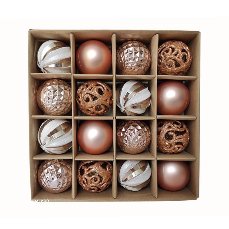 Christmas Glitter Painted Plastic Balls Set - Festive Decor Supplies Boxed